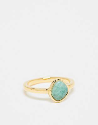 Abbott Lyon Abbott Lyon amazonite blue stone ring in 18k gold plated waterproof stainless steel
