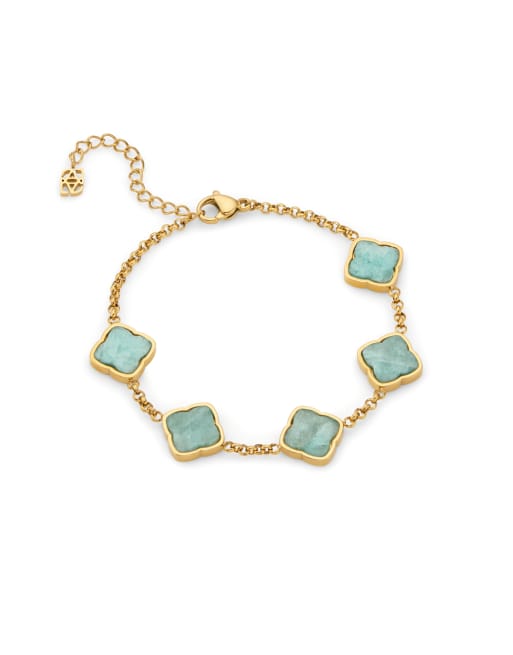 Abbott Lyon amazonite clover bracelet in 18k gold plated waterproof stainless steel, 4 of 4