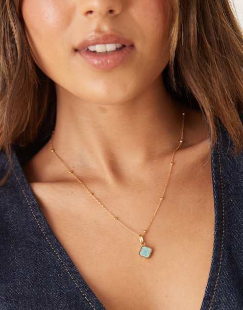 Abbott Lyon amazonite clover necklace in 18k gold plated waterproof stainless steel - view 1