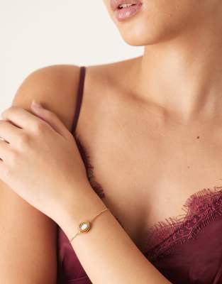 Abbott Lyon - Armband aus Edelstahl mit 18-Karat-Vergoldung und Kunstperle im geschmolzenen Design-Goldfarben