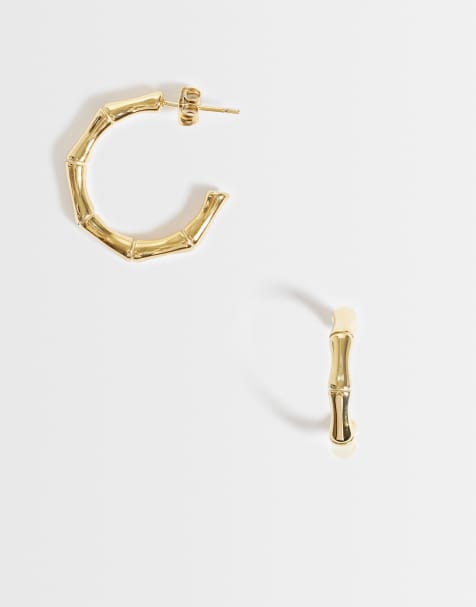 Abbott Lyon bamboo hoop earrings in 18k gold plated - view 1