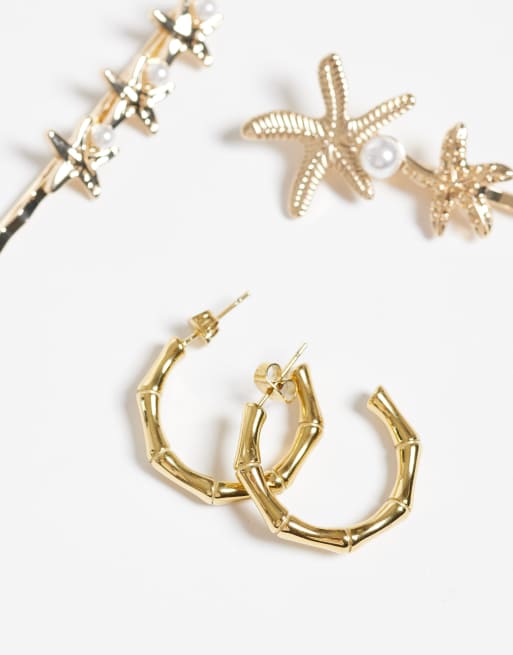 Abbott Lyon bamboo hoop earrings in 18k gold plated, 2 of 4