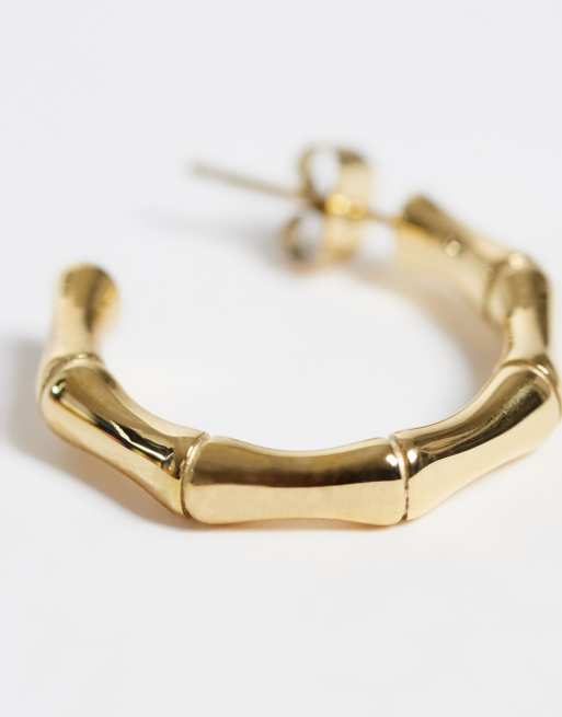 Abbott Lyon bamboo hoop earrings in 18k gold plated, 4 of 4