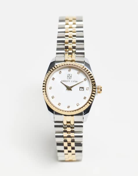 Abbott Lyon - Belgravia 30 - Klein tweekleurig horloge met schakels en parelmoeren wijzerplaat - view 1