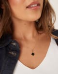 [Abbott Lyon] Abbott Lyon black enamel clover necklace in 18K gold plated waterproof stainless steel No Size GOLD
