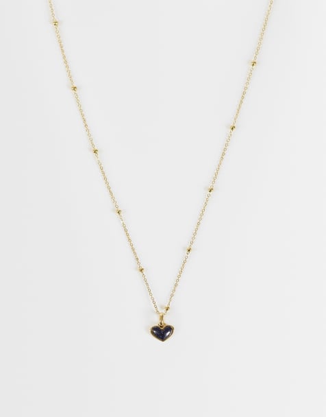 Abbott Lyon blue sandstone heart necklace in 14ct gold plated - view 1