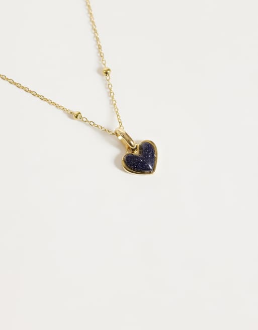 Abbott Lyon blue sandstone heart necklace in 14ct gold plated, 2 of 3