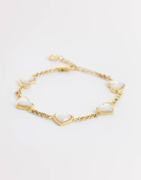 Abbott Lyon - Bracciale a cuori con quarzo bianco in acciaio inossidabile placcato in oro 18 kt - view 1