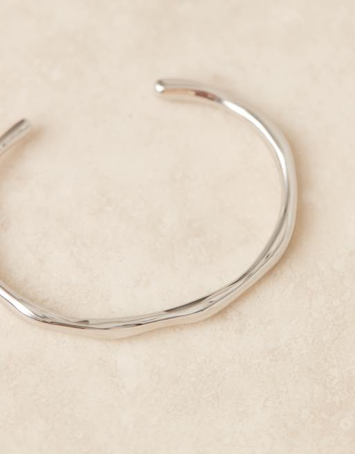 Abbott Lyon - Bracelet jonc effet fondu en acier inoxydable étanche plaqué argent, 3 de 4