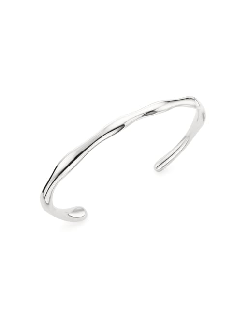 Abbott Lyon - Bracelet jonc effet fondu en acier inoxydable étanche plaqué argent, 4 de 4