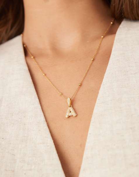 Abbott Lyon bubble A initial necklace in 18k gold plated waterproof stainless steel - view 1