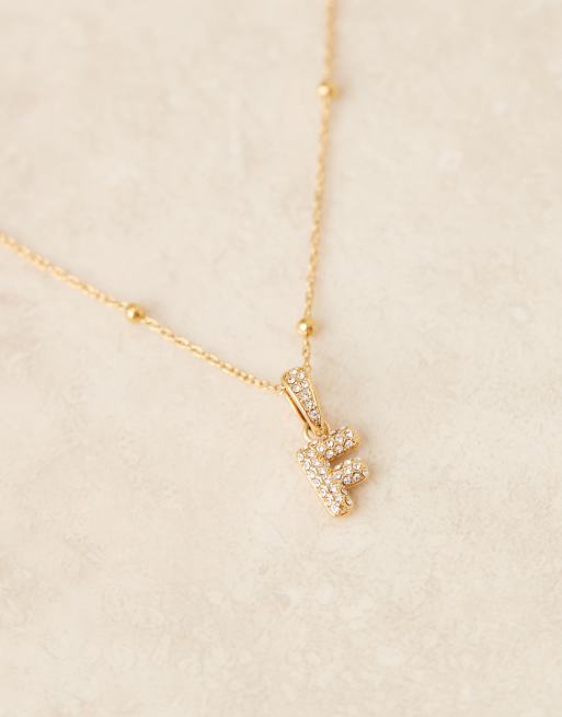 Abbott Lyon bubble F initial necklace in 18K gold plated waterproof stainless steel, 2 of 4
