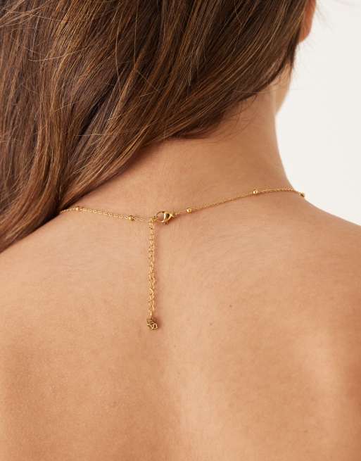 Abbott Lyon bubble F initial necklace in 18K gold plated waterproof stainless steel, 3 of 4