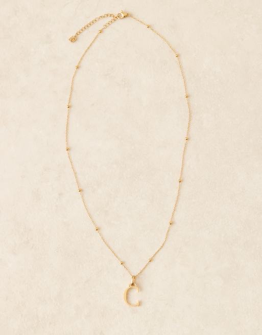 Abbott Lyon C initial necklace in 18k gold plated waterproof
