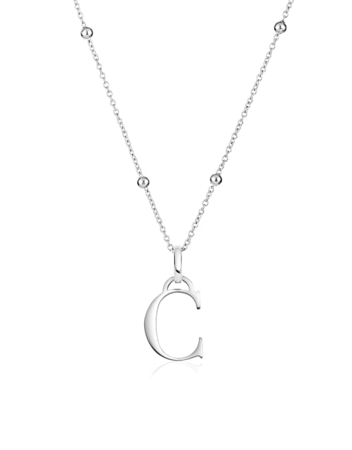 Abbott Lyon C initial necklace in silver plated waterproof stainless steel, 4 of 4