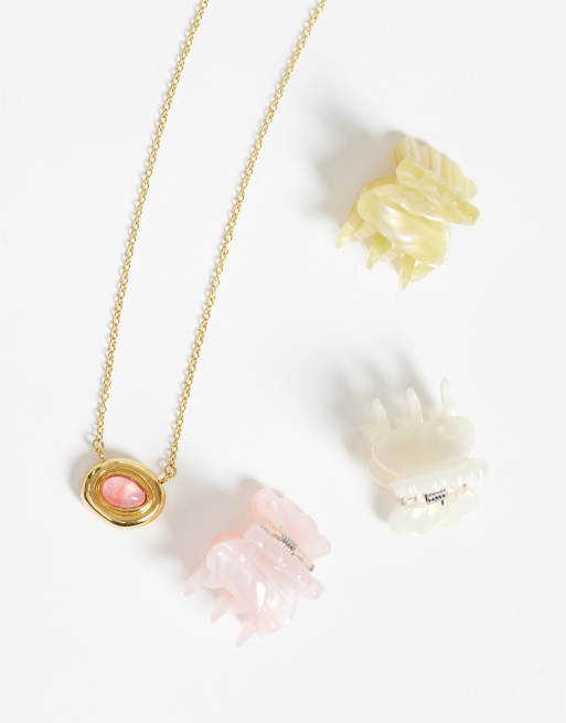 Abbott Lyon cherry quartz stone necklace in 18kt gold plated, 2 of 4