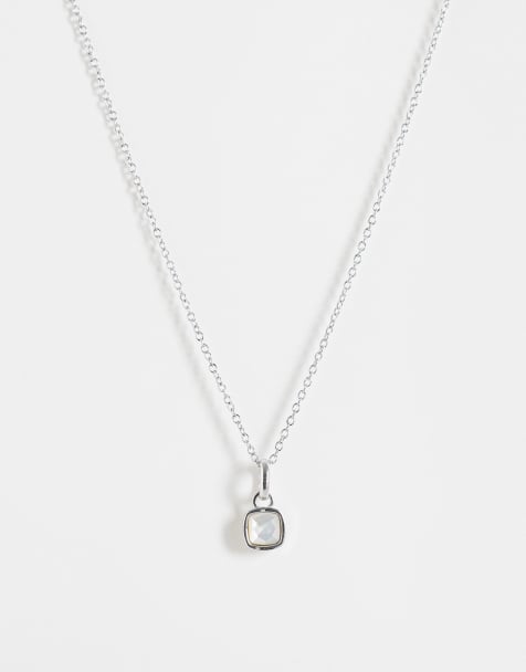 Abbott Lyon - Collana in acciaio inossidabile placcato argento con ciondolo bombato in quarzo bianco - view 1