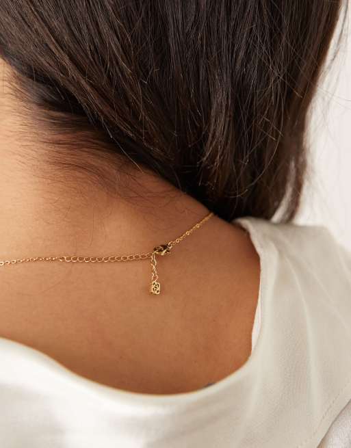 Abbott Lyon - Collana in acciaio inossidabile resistente all'acqua placcato oro 18 k con scritta "Bride", 3 di 3