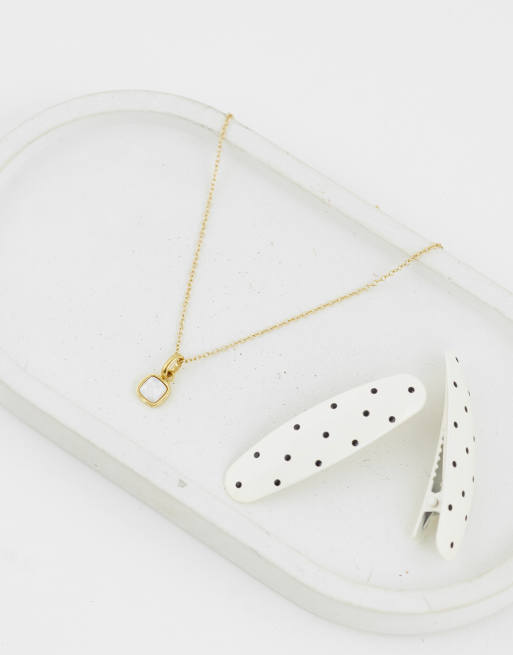 Abbott Lyon - Collana placcata oro 18 ct con ciondolo bombato in quarzo bianco, 2 di 4