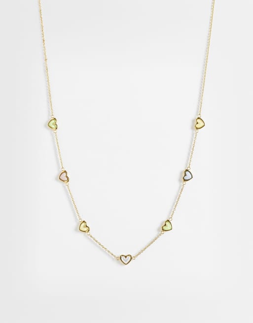 Abbott Lyon - collar con mini corazones multicolor chapado en oro de 18 quilates