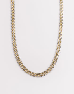 Abbott Lyon - Collier chaîne bicolore en métaux variés - Doré et argenté-Multicolore