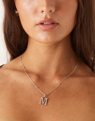 Abbott Lyon - Collier en acier inoxydable étanche plaqué argent avec pendentif à initiale « M » - view 1