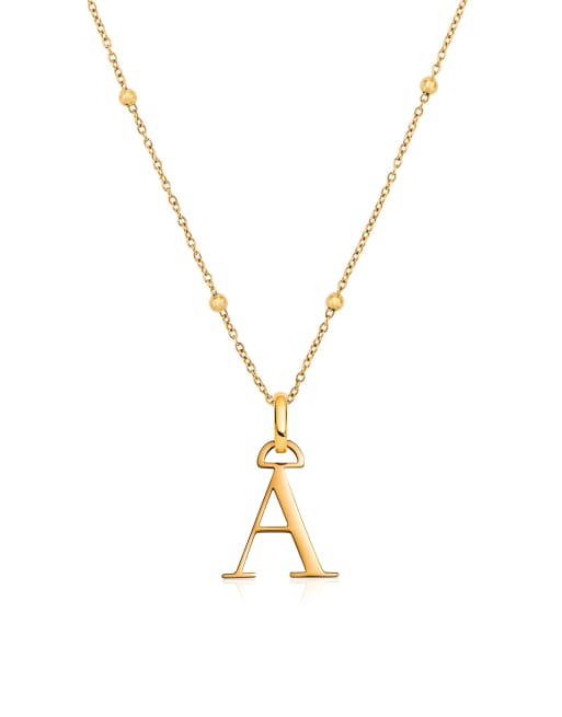 Abbott Lyon - Collier en acier inoxydable étanche plaqué or 18 carats avec initiale « A », 4 de 4