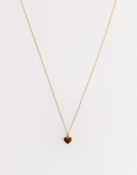 Abbott Lyon - Collier en acier inoxydable plaqué 18 carats avec pendentif cœur en œil de tigre - Doré - view 1