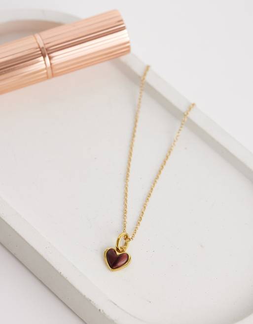 Abbott Lyon - Collier en acier inoxydable plaqué 18 carats avec pendentif cœur en œil de tigre - Doré, 2 de 4