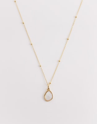 Abbott Lyon - Collier en acier inoxydable plaqué 18 carats avec pendentif pierre de lune - Doré