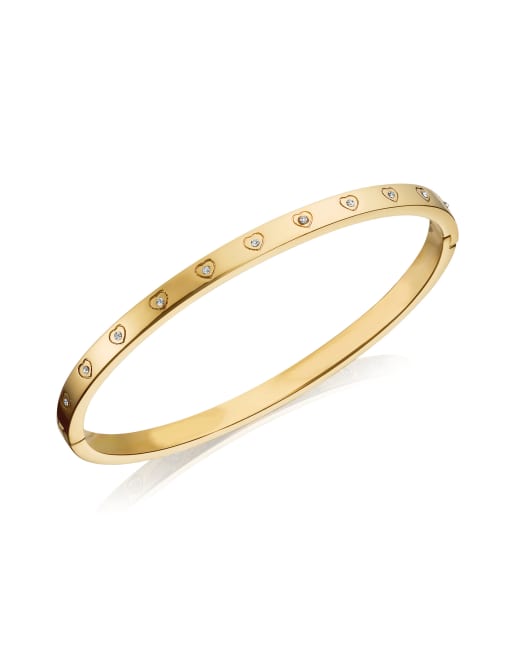 Abbott Lyon crystal heart bangle bracelet in 18k gold plated waterproof stainless steel, 4 of 4