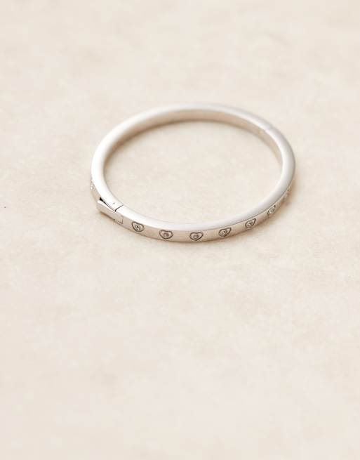 Abbott Lyon crystal heart bangle bracelet in silver plated waterproof stainless steel, 2 of 4