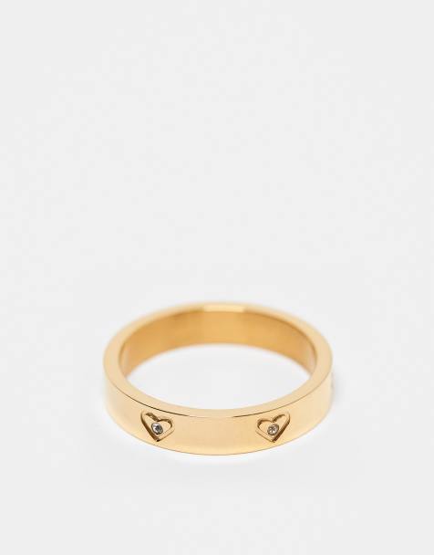 Abbott Lyon crystal heart ring in 18k gold plated waterproof stainless steel - view 1