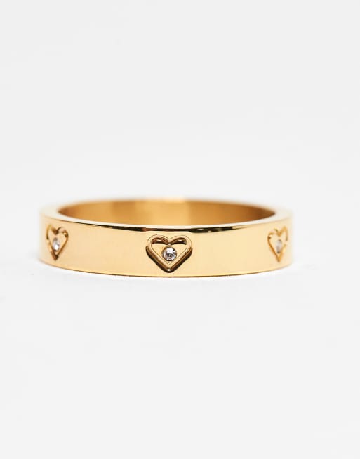 Abbott Lyon crystal heart ring in 18K gold plated waterproof stainless steel, 2 of 4