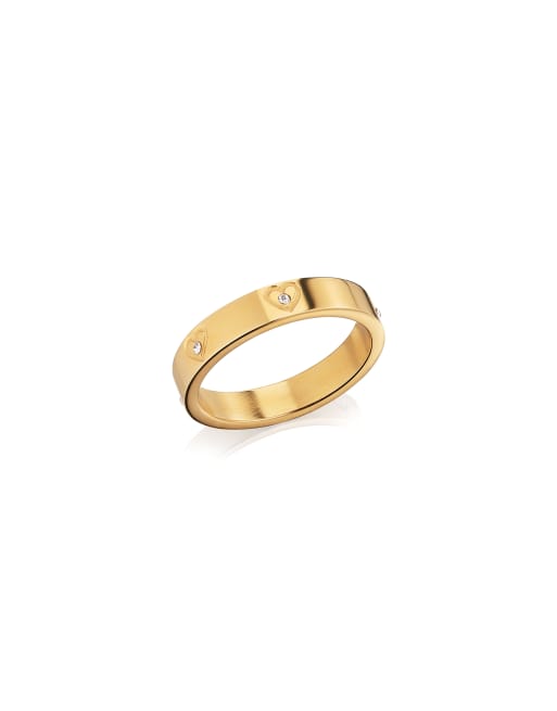 Abbott Lyon crystal heart ring in 18K gold plated waterproof stainless steel, 4 of 4