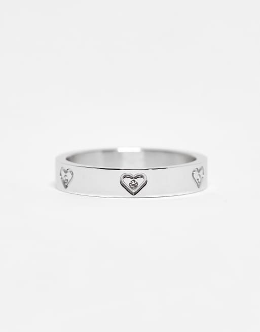 Abbott Lyon crystal heart ring in silver-plated waterproof stainless steel, 3 of 4