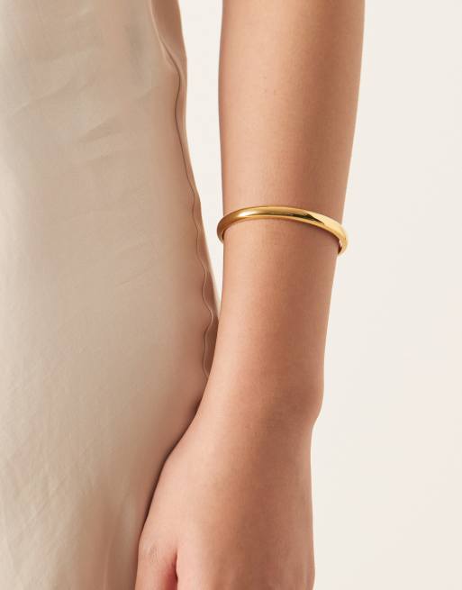 Abbott Lyon domed stainless steel bangle in 18k gold plated , 3 of 3