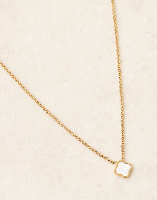 Abbott Lyon faux pearl clover necklace in 18k gold plated