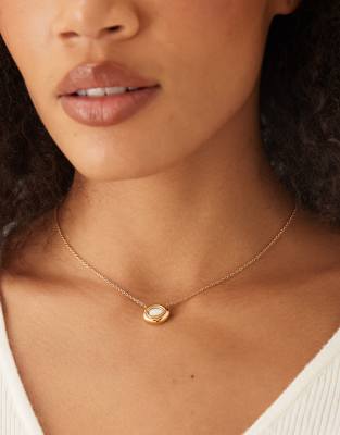 Abbott Lyon - Geschmolzene Halskette aus Edelstahl mit 18-Karat-Vergoldung und Kunstperlenanhänger-Goldfarben