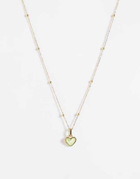Abbott Lyon green quartz heart pendant necklace in 18k gold plated - view 1