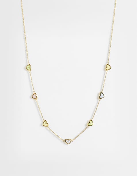 Abbott Lyon halsband med flerfärgade minihjärtan i 18k guldplätering - view 1