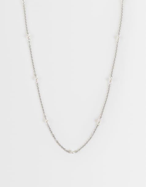 Abbott Lyon halsband med imiterade pärlor i silver - view 1