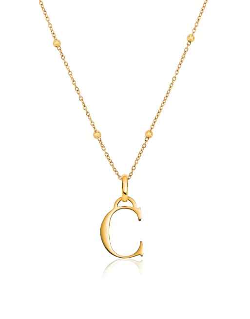 Abbott Lyon – Halskette aus wasserfestem Edelstahl mit 18-Karat-Vergoldung und Anhänger mit „C“-Initiale, 4 von 4