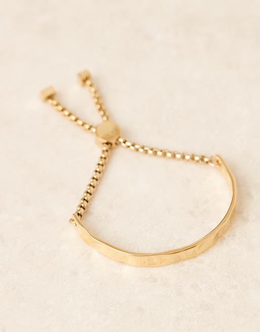 Abbott Lyon hammered adjustable bangle bracelet in 18K gold plated