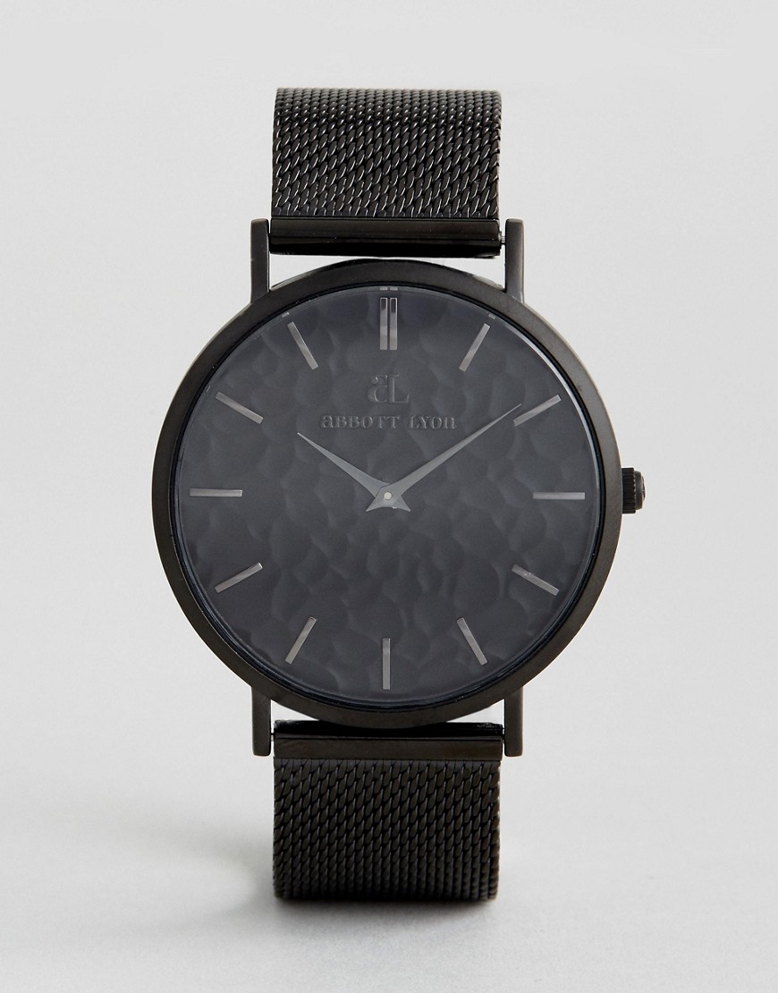 Abbott Lyon - Horloge met textuur en mesh band in zwart Exclusief bij ASOS