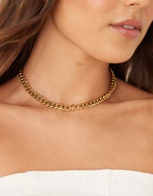 Abbott Lyon Abbott Lyon J initial chunky choker necklace in 18k gold plated waterproof stainless steel