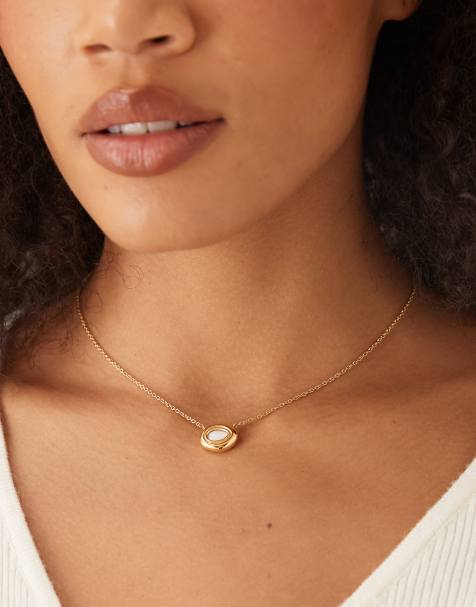 Abbott Lyon - Ketting van roestvrij staal verguld met 18k goud met een imitatieparel - view 1