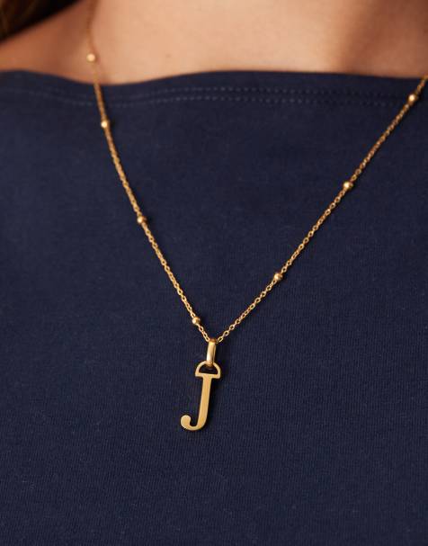 Abbott Lyon - Ketting van waterbestendig roestvrij staal verguld met 18k goud met hangertje met 'J' initiaal - view 1