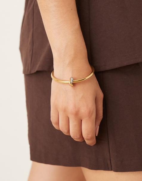 Abbott Lyon knot bangle bracelet in gold and silver plated - view 1