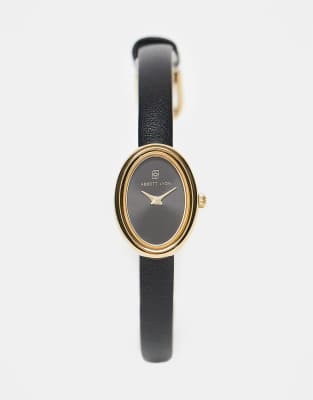 Abbott Lyon mini black leather oval watch | ASOS